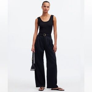 Madewell Harlow Wide Leg Pant True Black Linen Cotton Sz 6 NWT